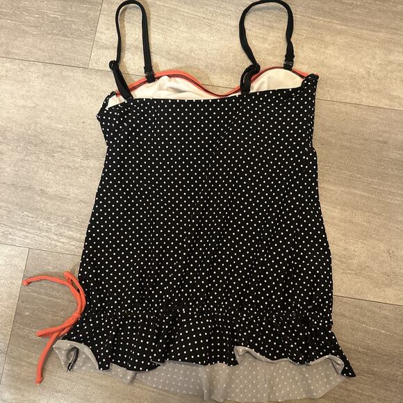 24th & Ocean Tankini Swim Top Only Swimsuit Women's Size Large Black & White - Picture 4 of 6